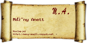 Mány Anett névjegykártya